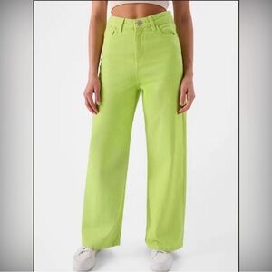 Zara FULL-LENGTH WIDE-LEG BOOGIE PANTS SIZE EU38 USA 6 LIME GREEN
JEANS